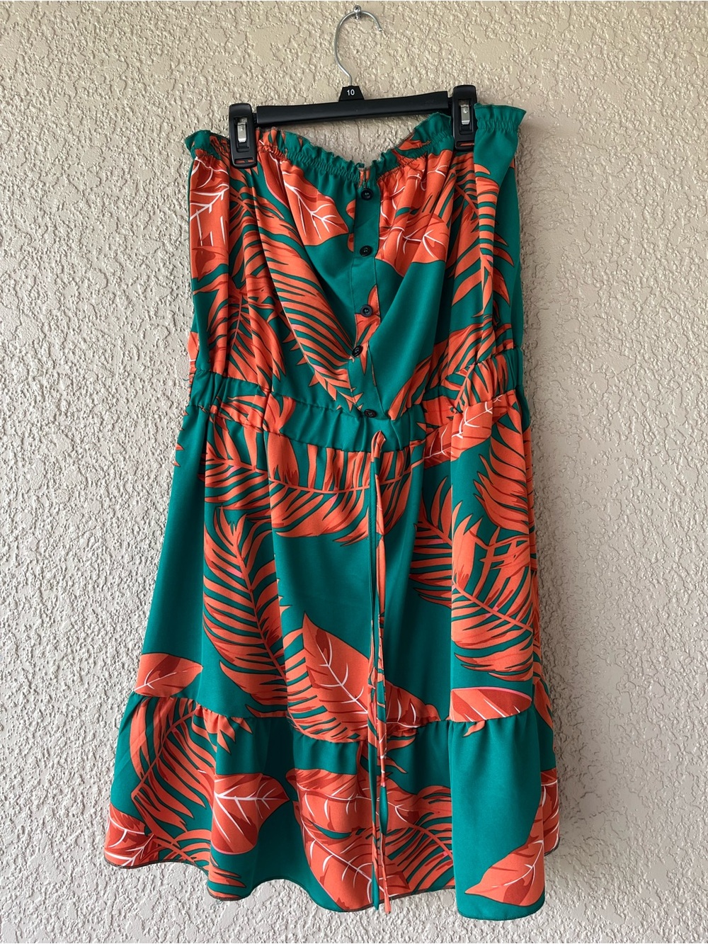 Tropical Strapless Maxi Dress in Green & Orange